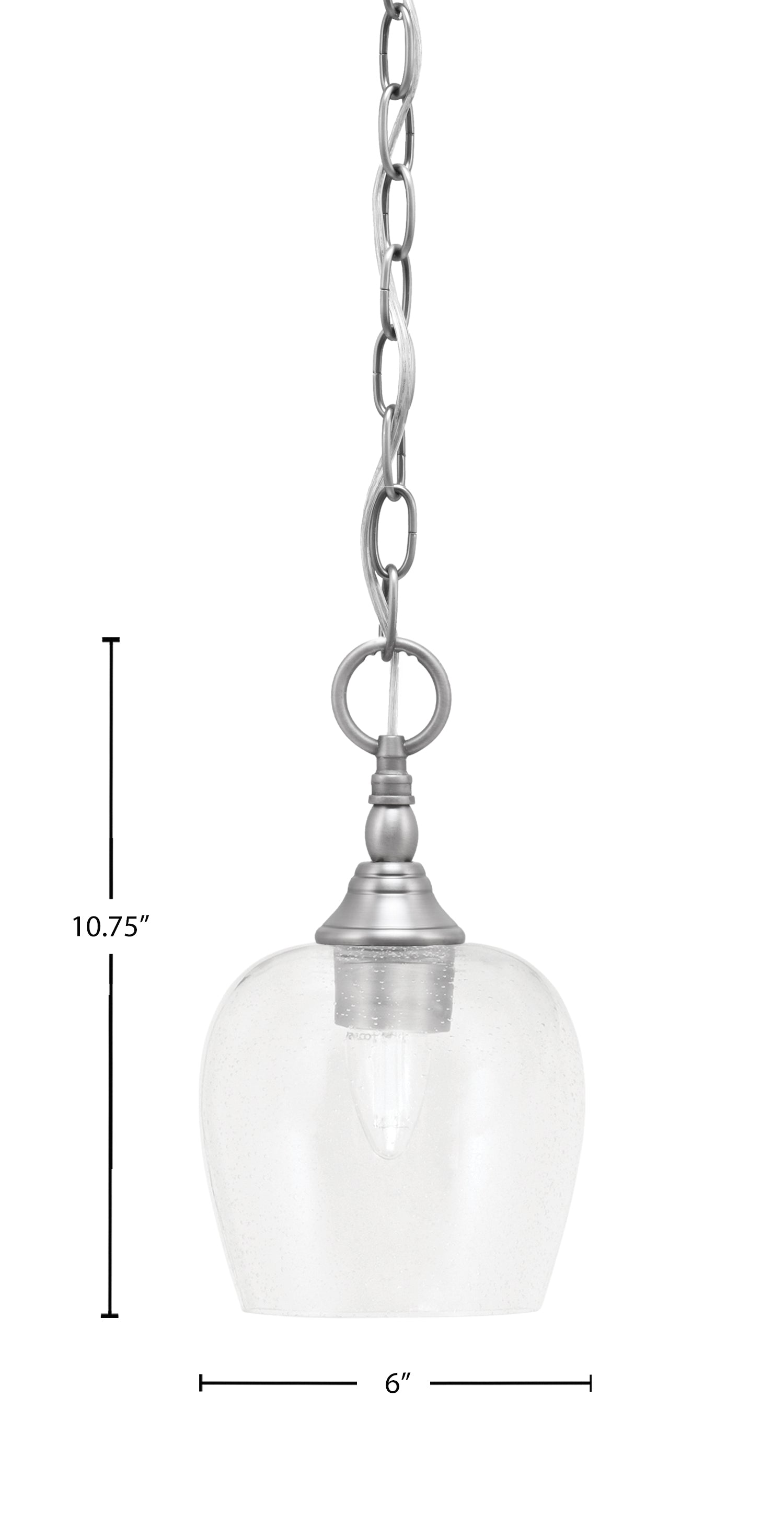 Chain One Light Mini Pendant in Brushed Nickel with Clear Bubble Shade