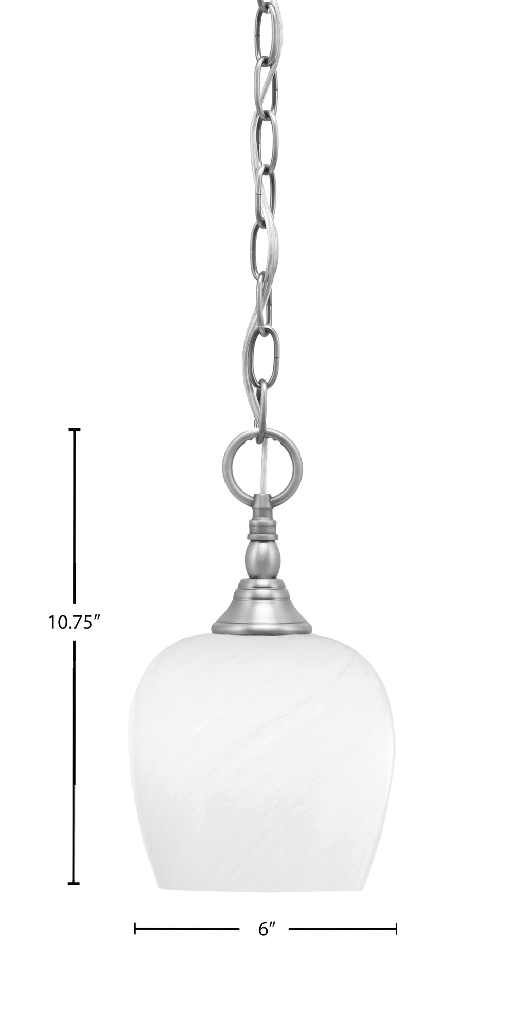 Chain One Light Mini Pendant in Brushed Nickel with White Marble Shade