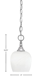 Chain One Light Mini Pendant in Brushed Nickel with White Marble Shade