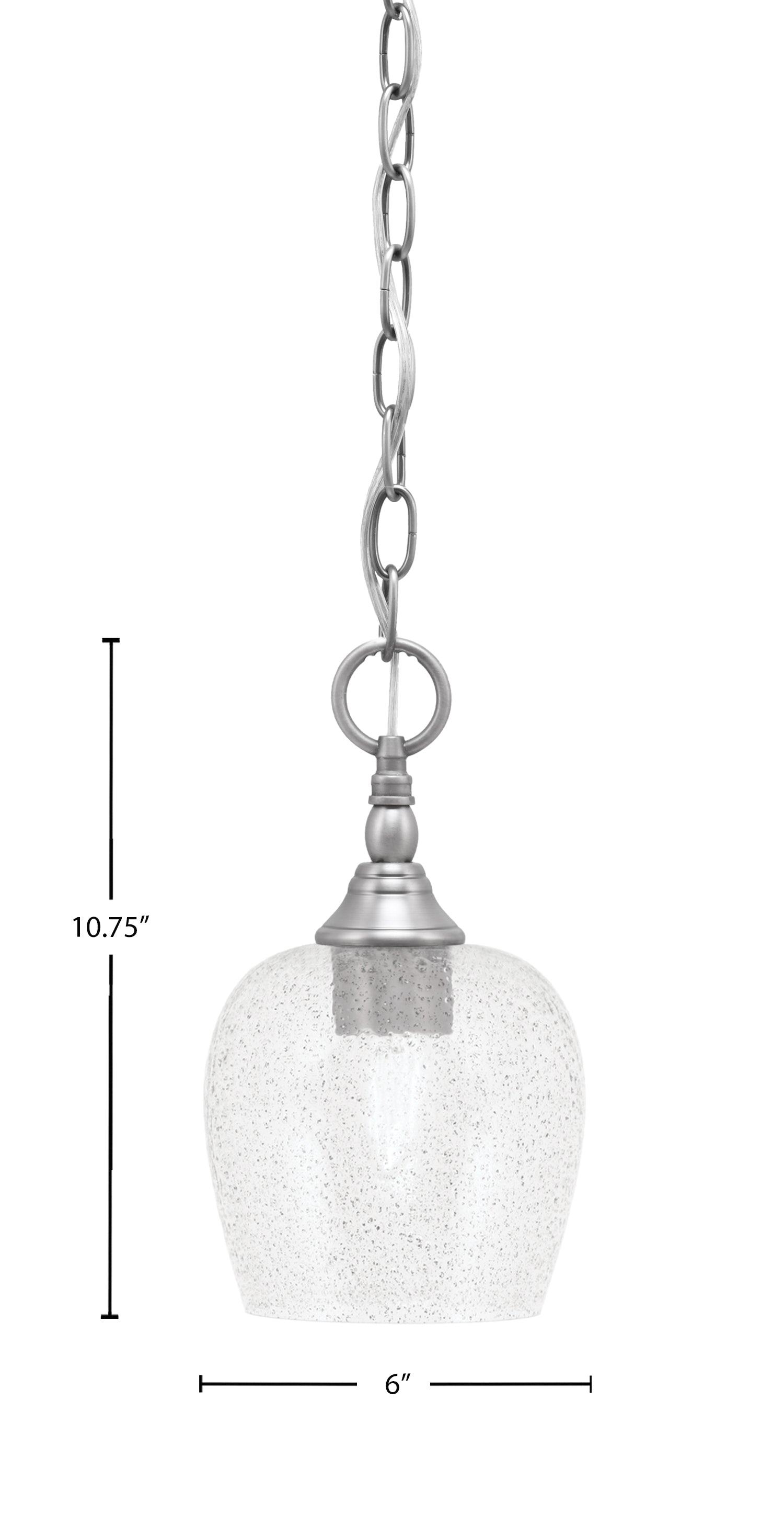 Chain One Light Mini Pendant in Brushed Nickel with Smoke Bubble Shade