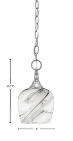 Chain One Light Mini Pendant in Brushed Nickel with Onyx Swirl Shade