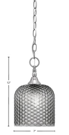 Chain One Light Mini Pendant in Brushed Nickel with Smoke Textured Shade