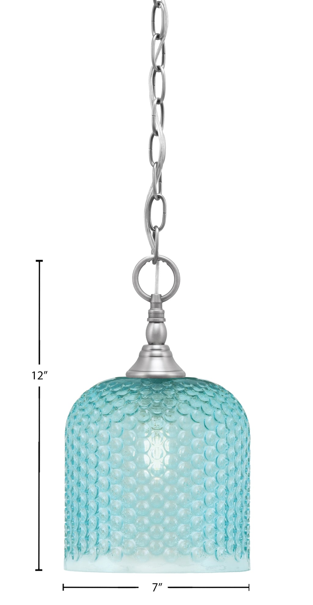 Chain One Light Mini Pendant in Brushed Nickel with Turquoise Textured Shade