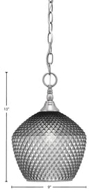 Chain One Light Mini Pendant in Brushed Nickel with Smoke Textured Shade