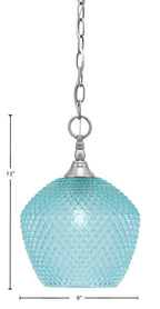 Chain One Light Mini Pendant in Brushed Nickel with Turquoise Textured Shade