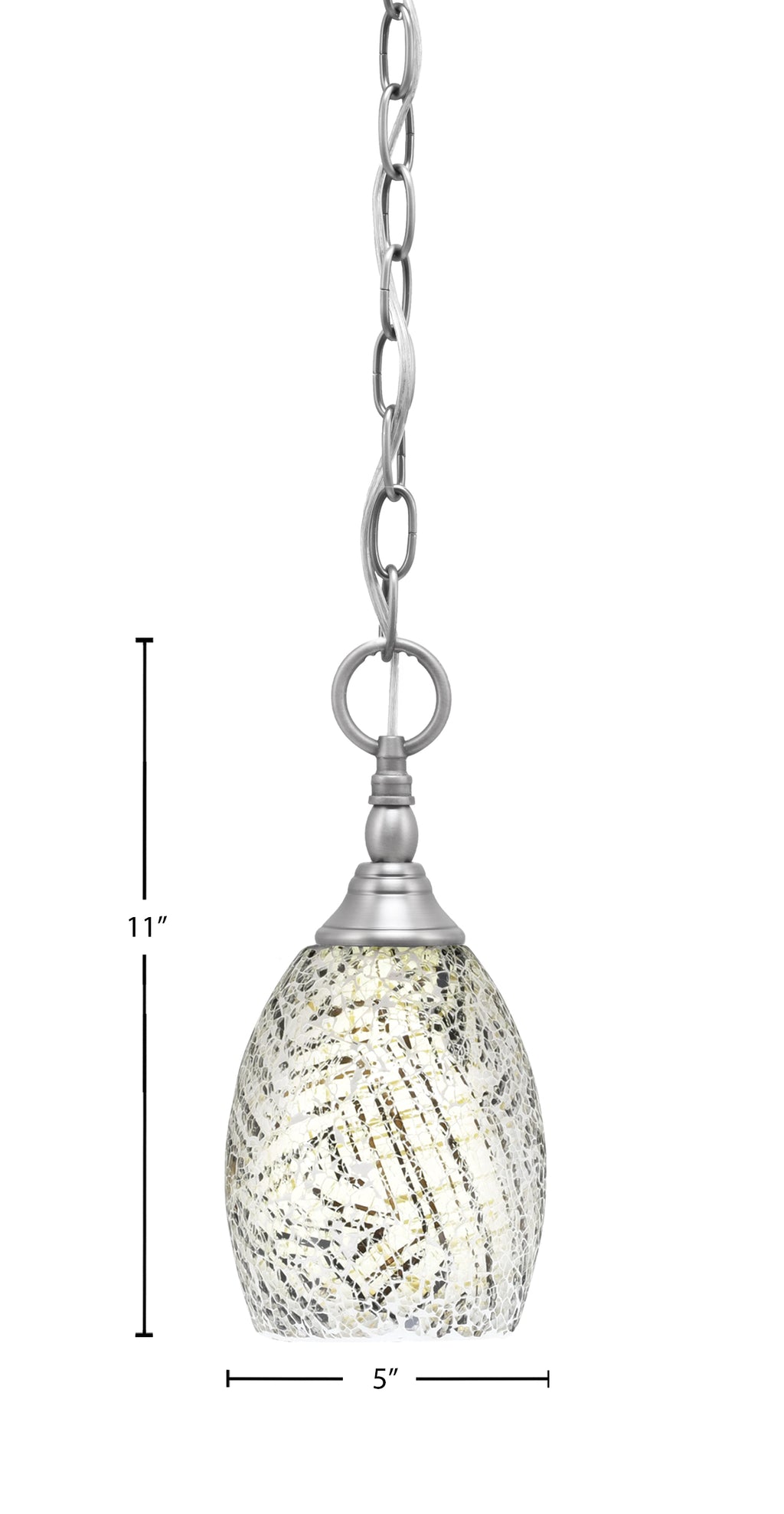 Chain One Light Mini Pendant in Brushed Nickel with Natural Fusion Shade