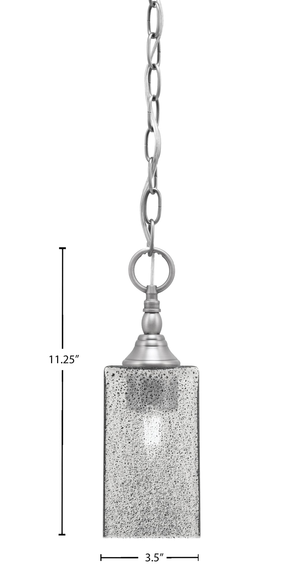 Chain One Light Mini Pendant in Brushed Nickel with Square Smoke Bubble Shade