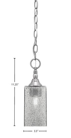 Chain One Light Mini Pendant in Brushed Nickel with Square Smoke Bubble Shade