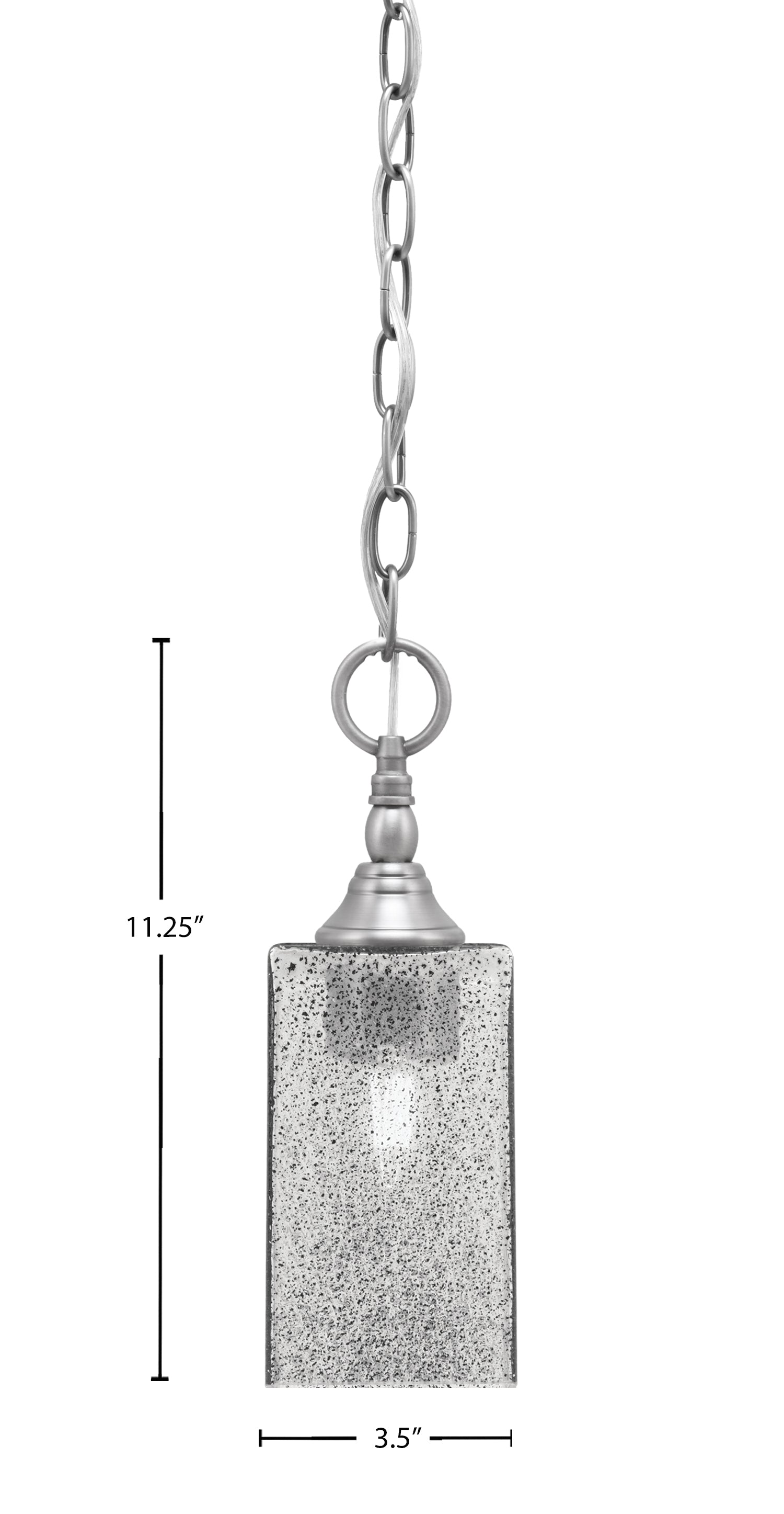 Chain One Light Mini Pendant in Brushed Nickel with Square Smoke Bubble Shade