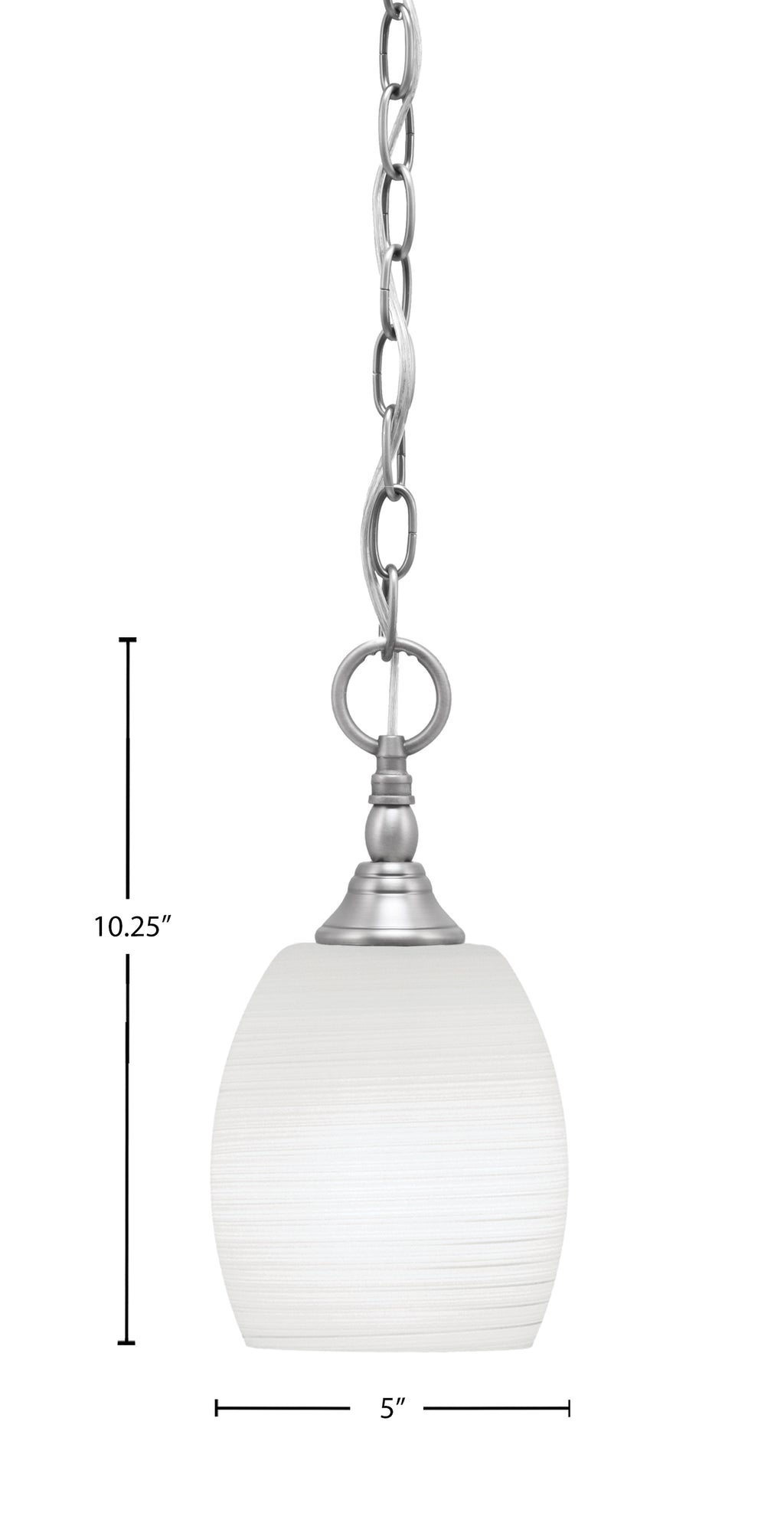 Chain One Light Mini Pendant in Brushed Nickel with White Linen Shade