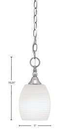 Chain One Light Mini Pendant in Brushed Nickel with White Linen Shade