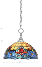Chain One Light Mini Pendant in Brushed Nickel with Sierra Art Glass Shade