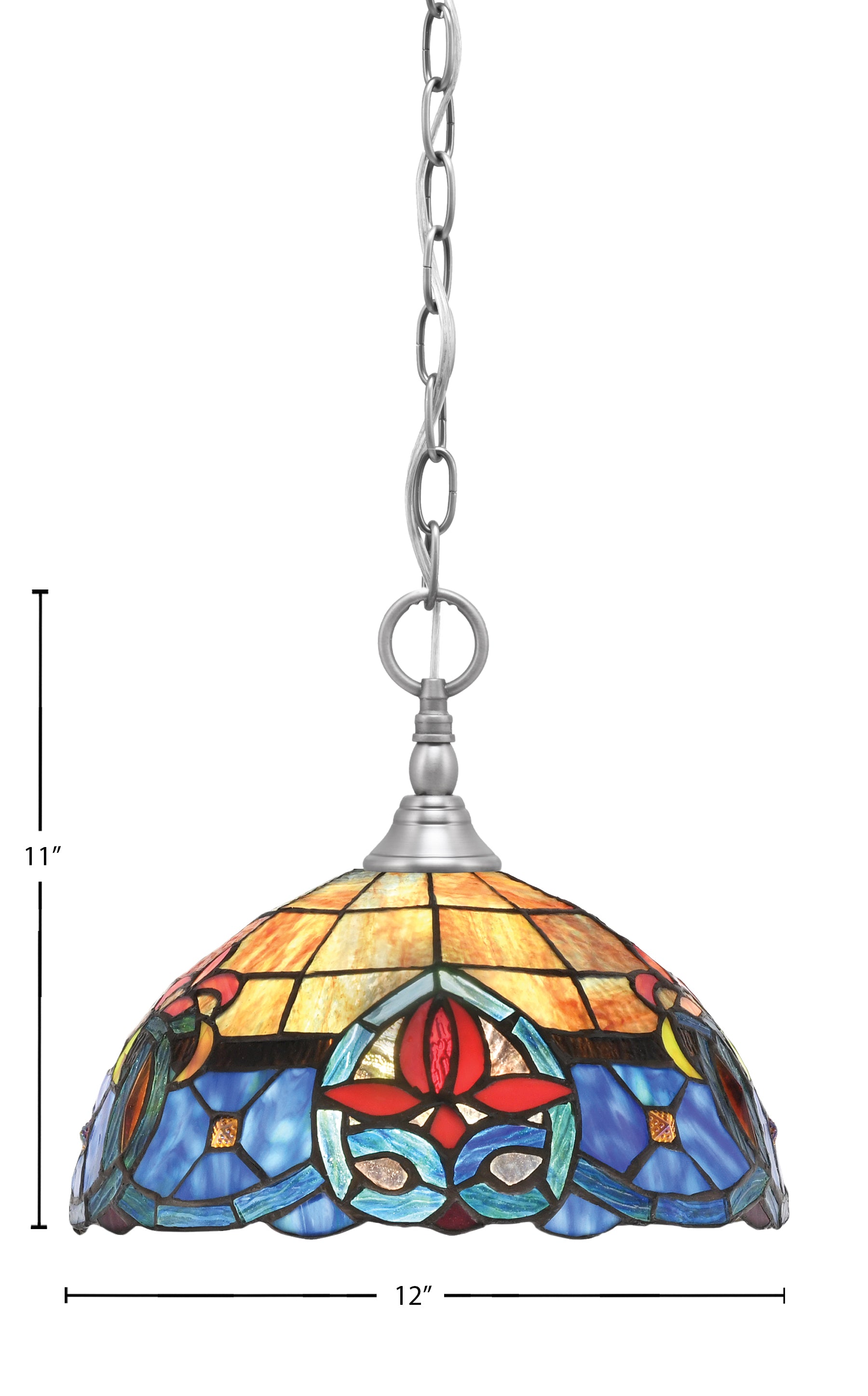 Chain One Light Mini Pendant in Brushed Nickel with Sierra Art Glass Shade
