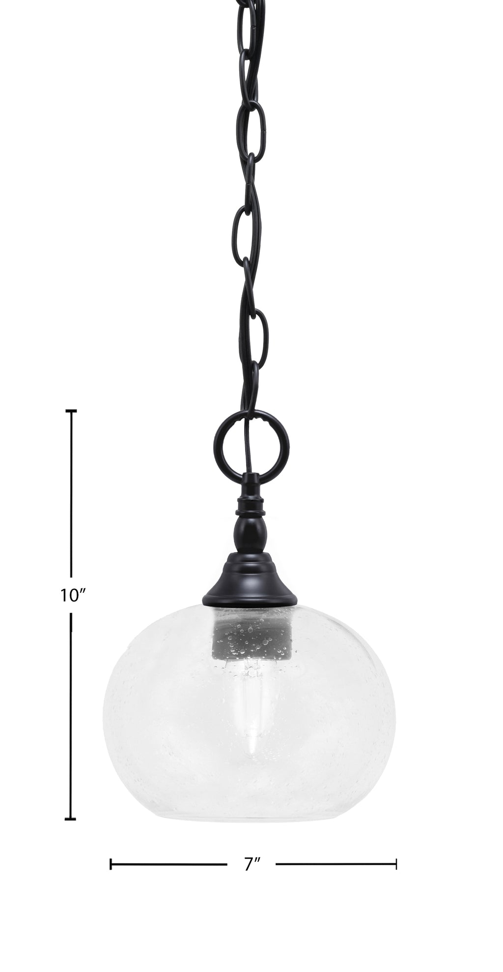 Chain One Light Mini Pendant in Matte Black with Clear Bubble Shade