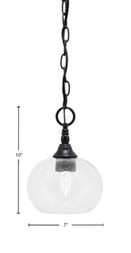 Chain One Light Mini Pendant in Matte Black with Clear Bubble Shade