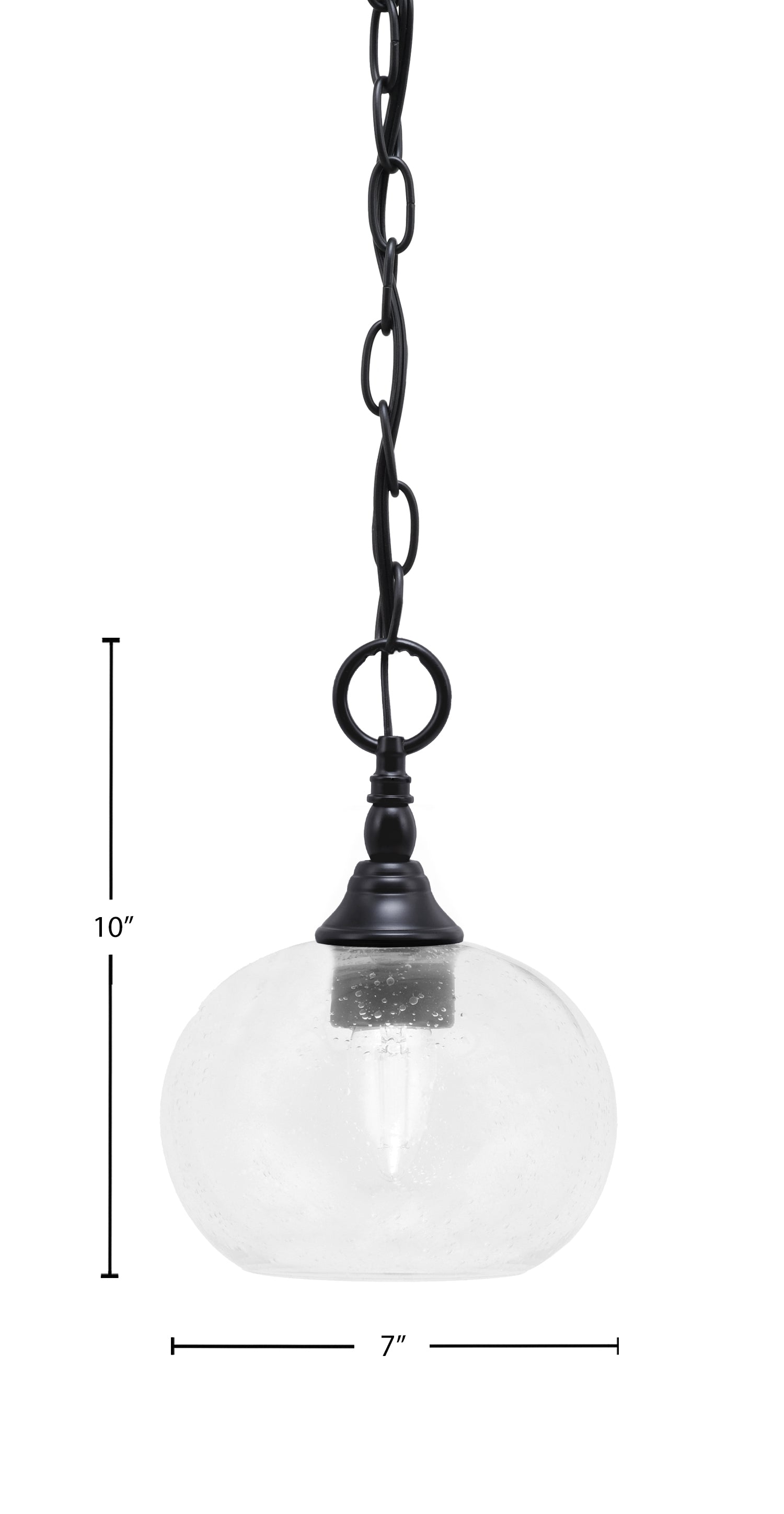Chain One Light Mini Pendant in Matte Black with Clear Bubble Shade