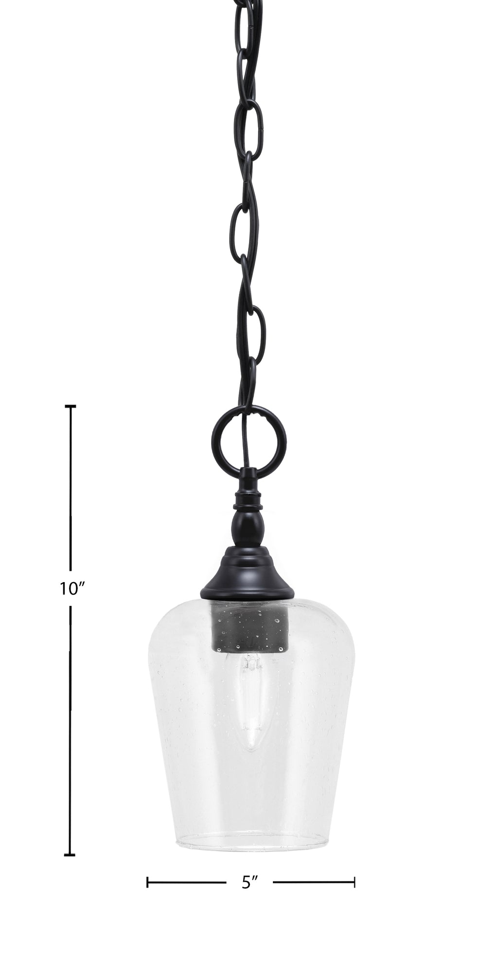 Chain One Light Mini Pendant in Matte Black with Clear Bubble Shade