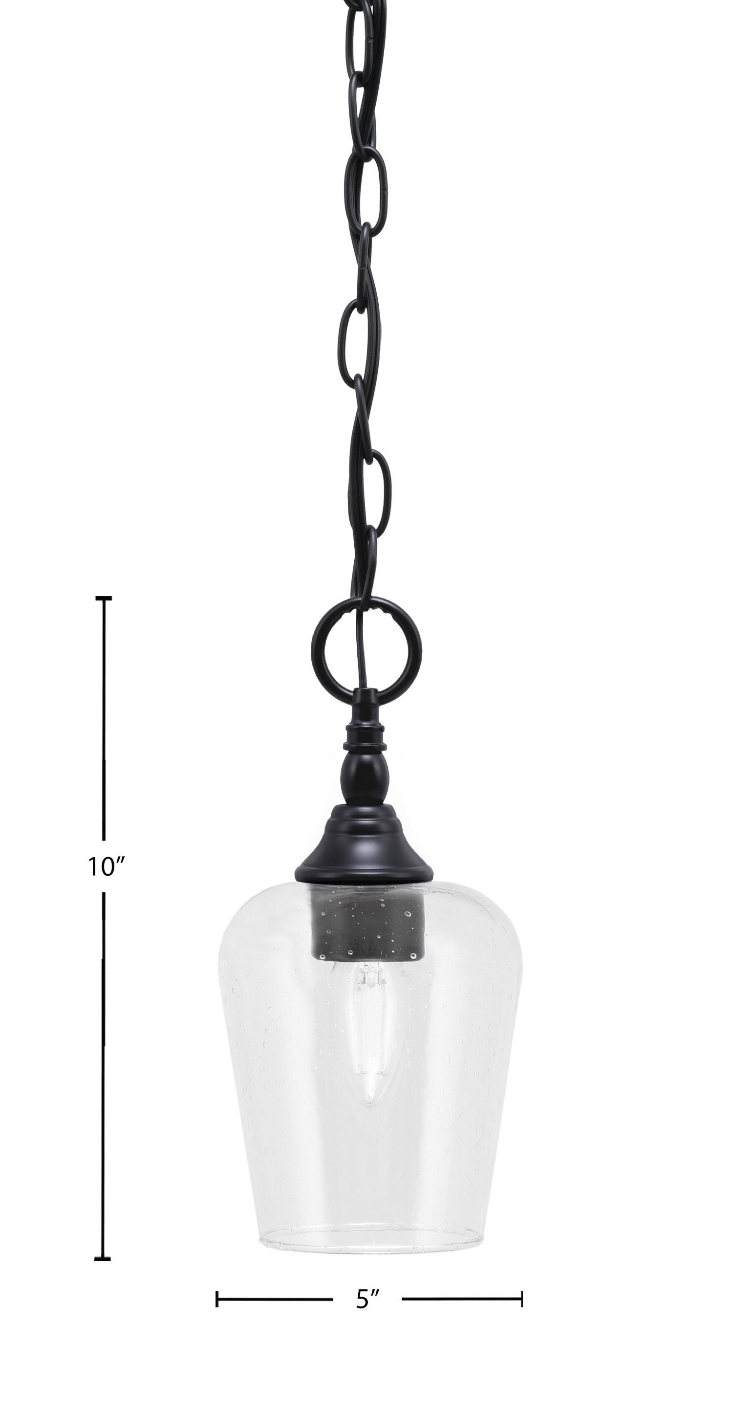 Chain One Light Mini Pendant in Matte Black with Clear Bubble Shade