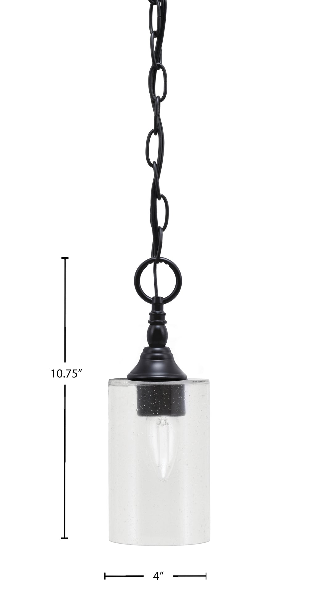 Chain One Light Mini Pendant in Matte Black with Clear Bubble Shade