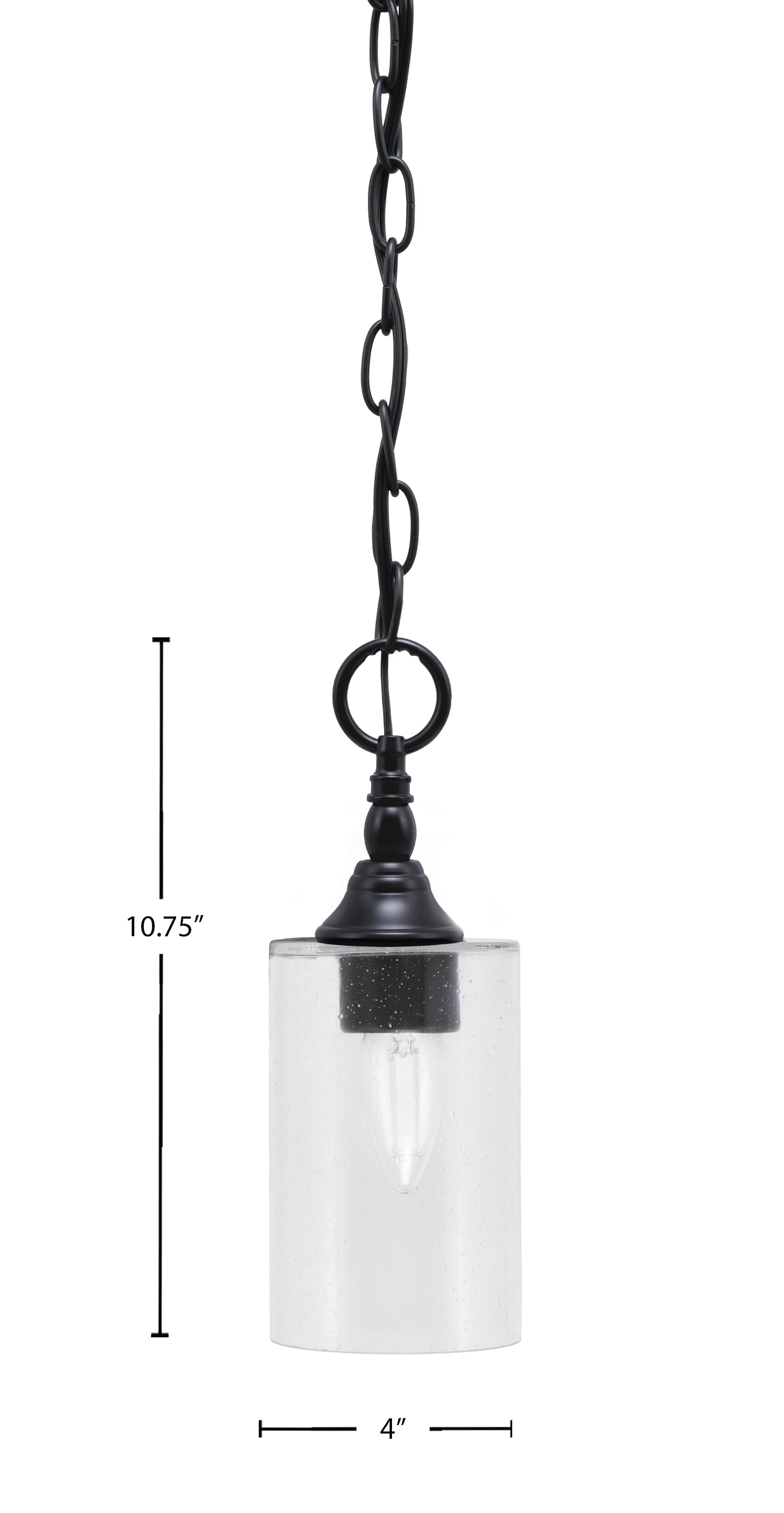 Chain One Light Mini Pendant in Matte Black with Clear Bubble Shade