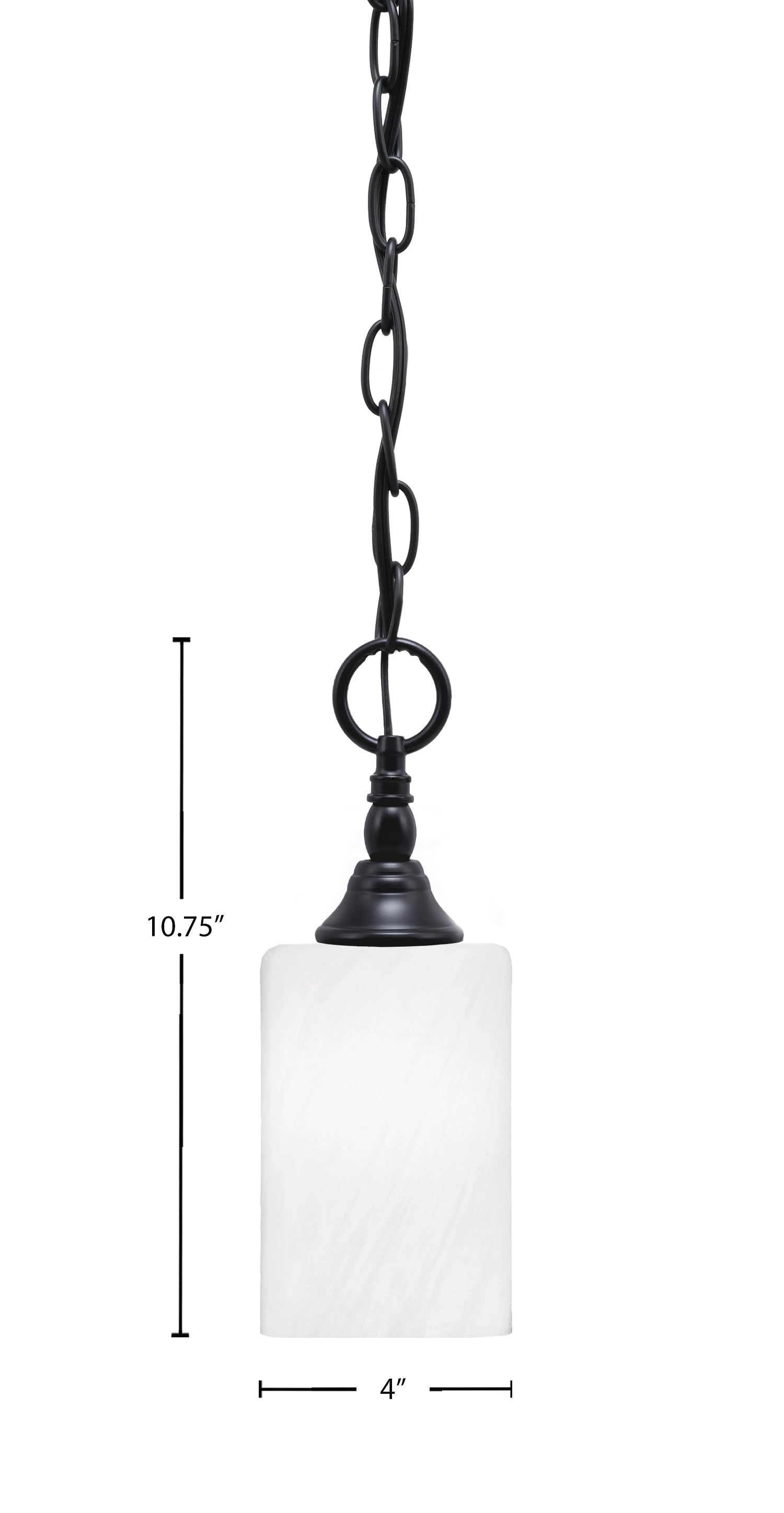 Chain One Light Mini Pendant in Matte Black with White Marble Shade