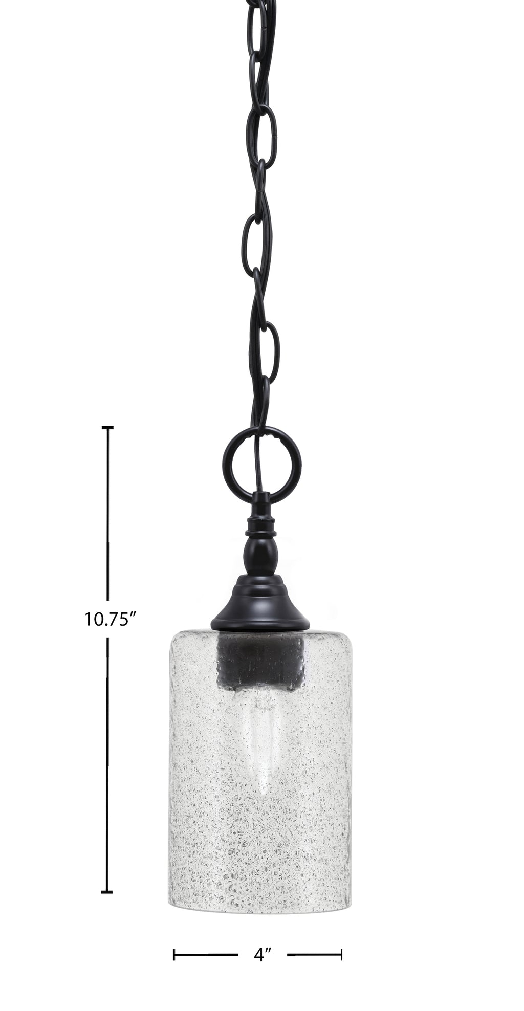 Chain One Light Mini Pendant in Matte Black with Smoke Bubble Shade