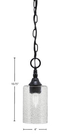 Chain One Light Mini Pendant in Matte Black with Smoke Bubble Shade