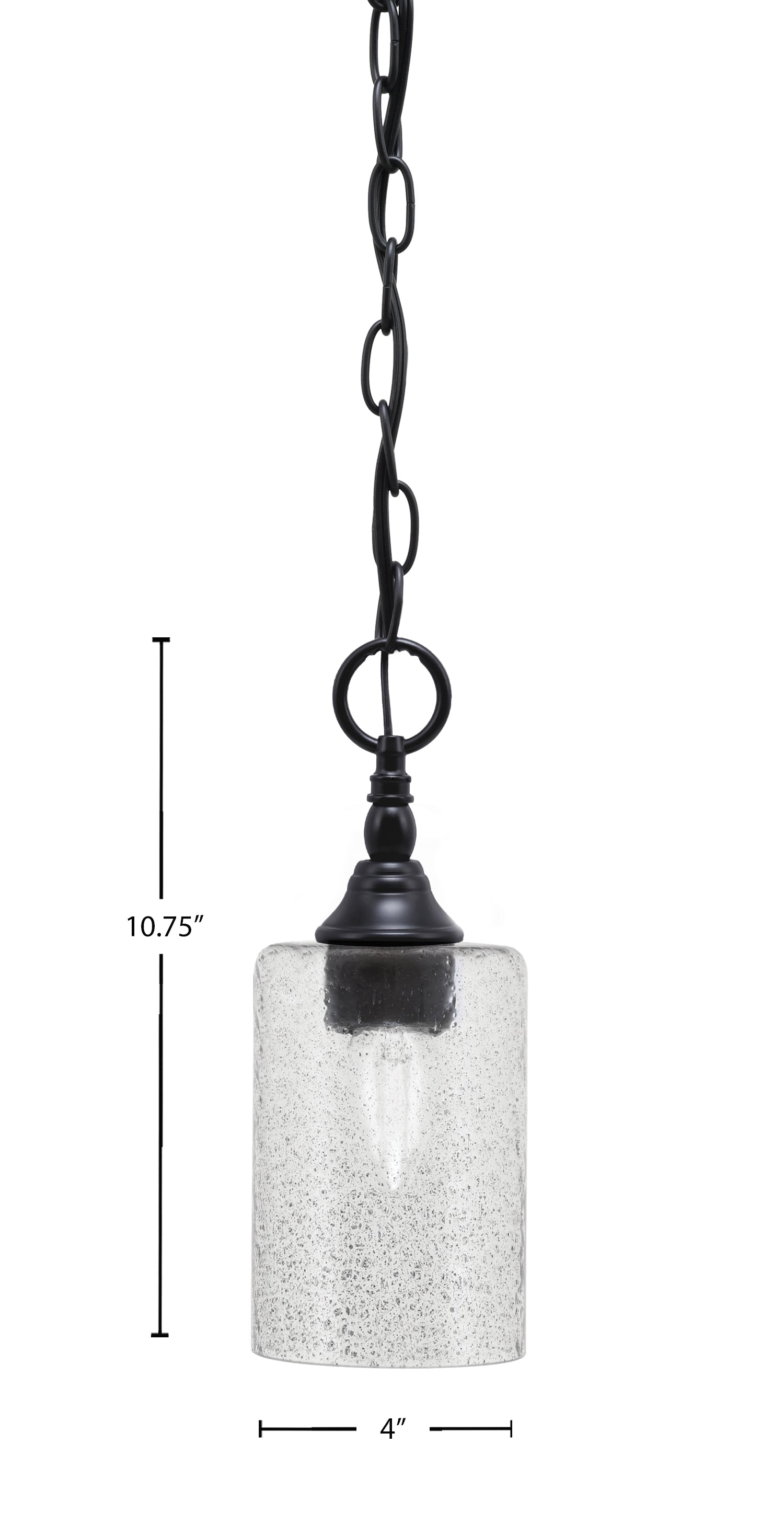 Chain One Light Mini Pendant in Matte Black with Smoke Bubble Shade