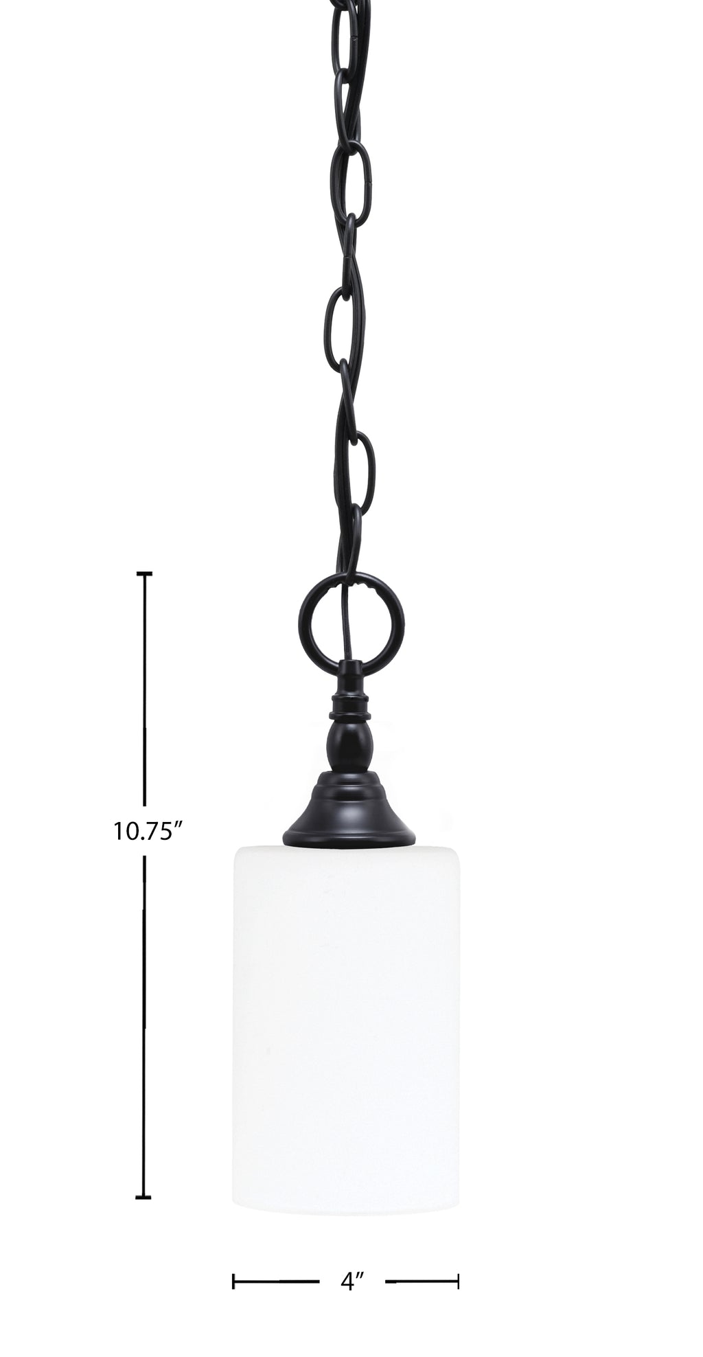 Chain One Light Mini Pendant in Matte Black with White Muslin Shade
