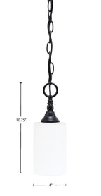 Chain One Light Mini Pendant in Matte Black with White Muslin Shade