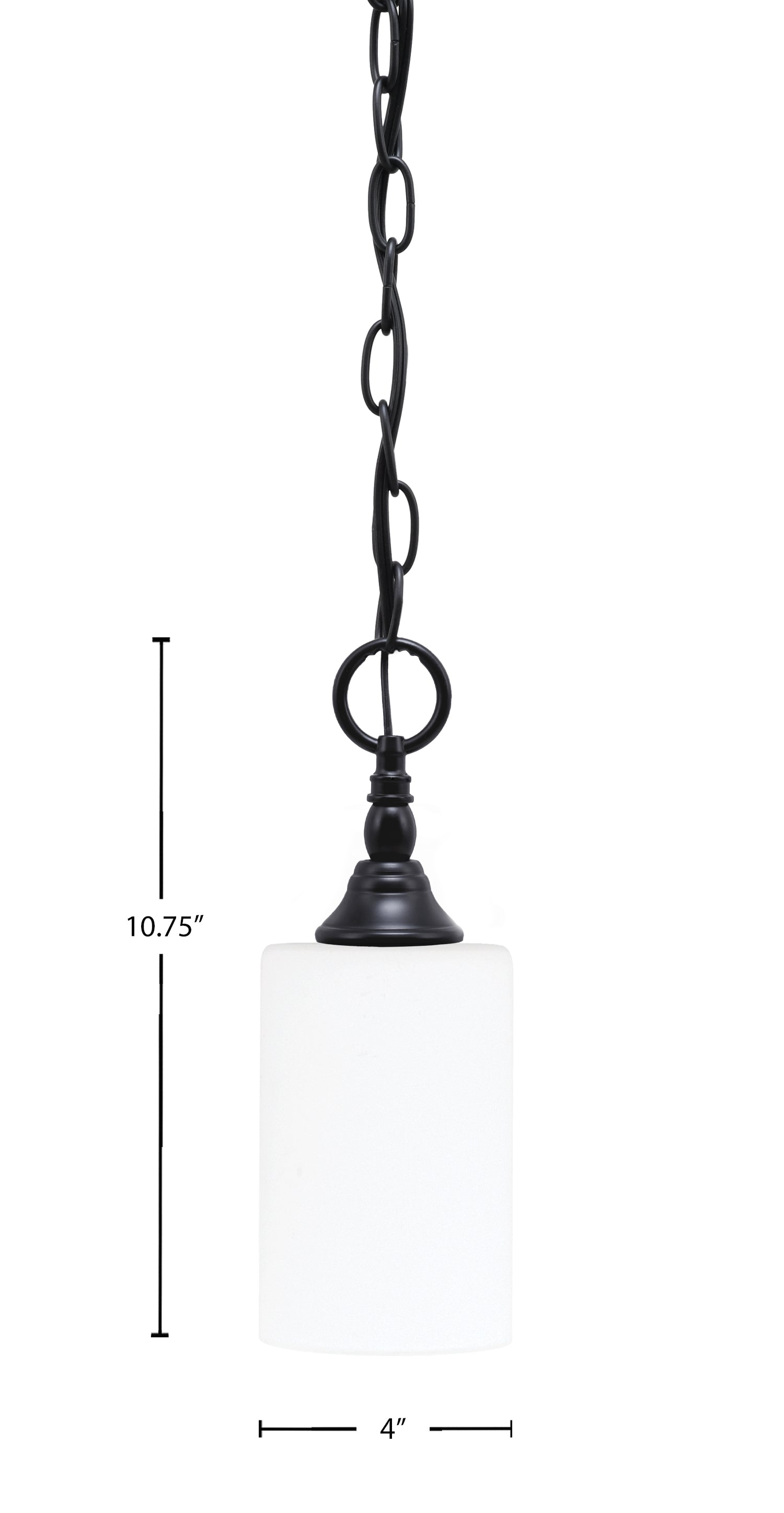 Chain One Light Mini Pendant in Matte Black with White Muslin Shade