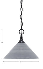 Chain One Light Mini Pendant in Matte Black with Gray Matrix Shade