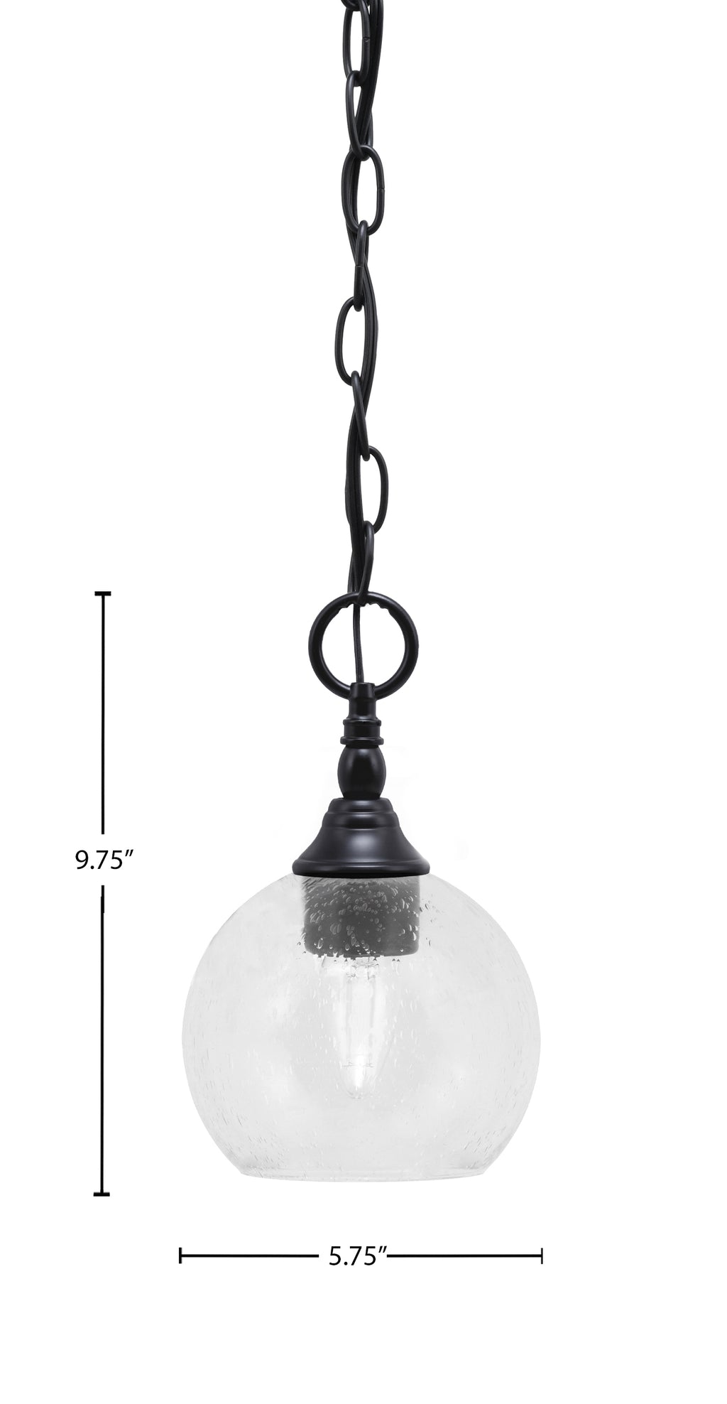 Chain One Light Mini Pendant in Matte Black with Clear Bubble Shade