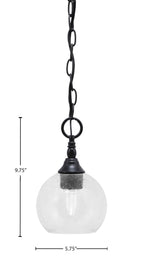 Chain One Light Mini Pendant in Matte Black with Clear Bubble Shade