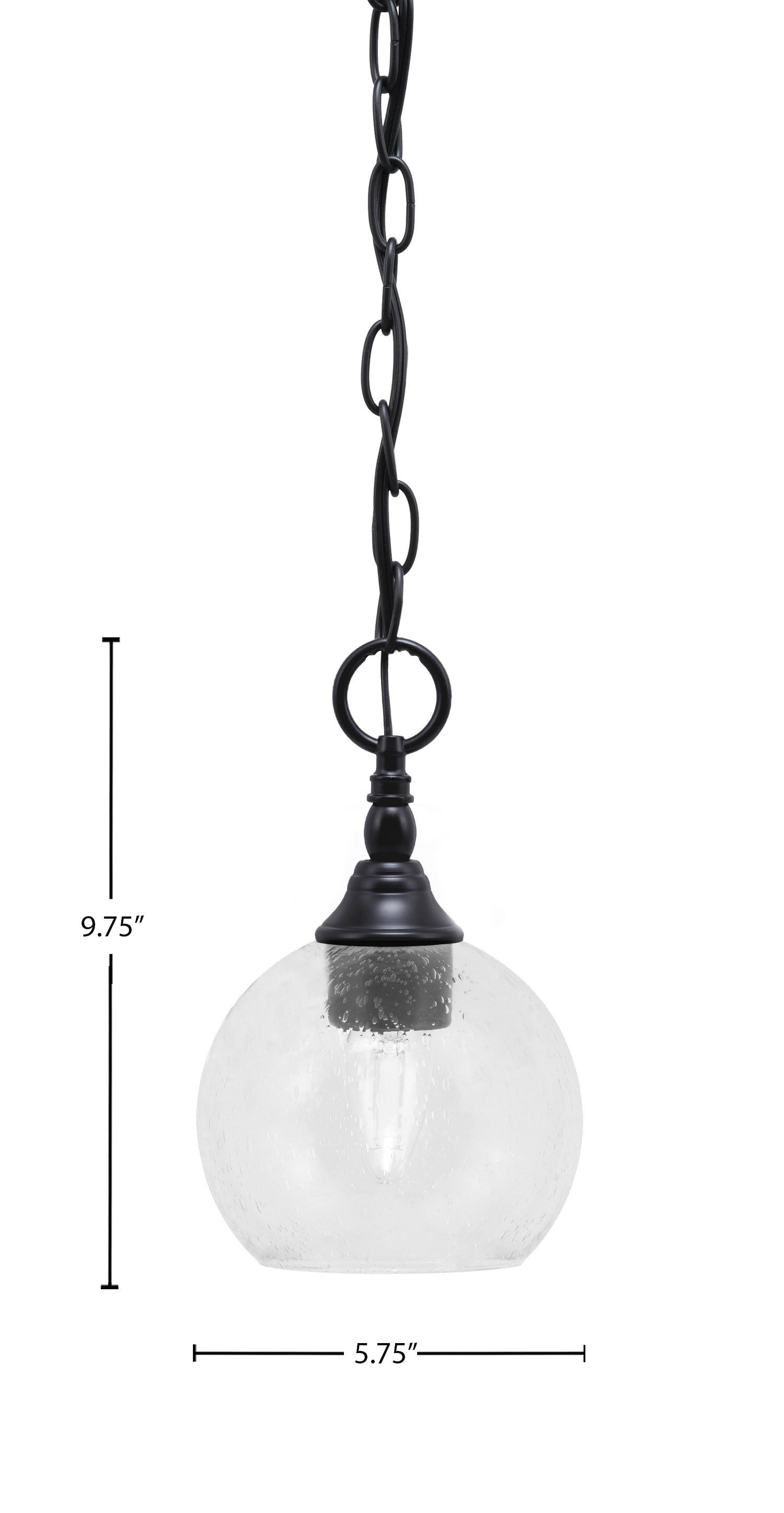 Chain One Light Mini Pendant in Matte Black with Clear Bubble Shade