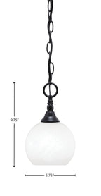 Chain One Light Mini Pendant in Matte Black with White Marble Shade
