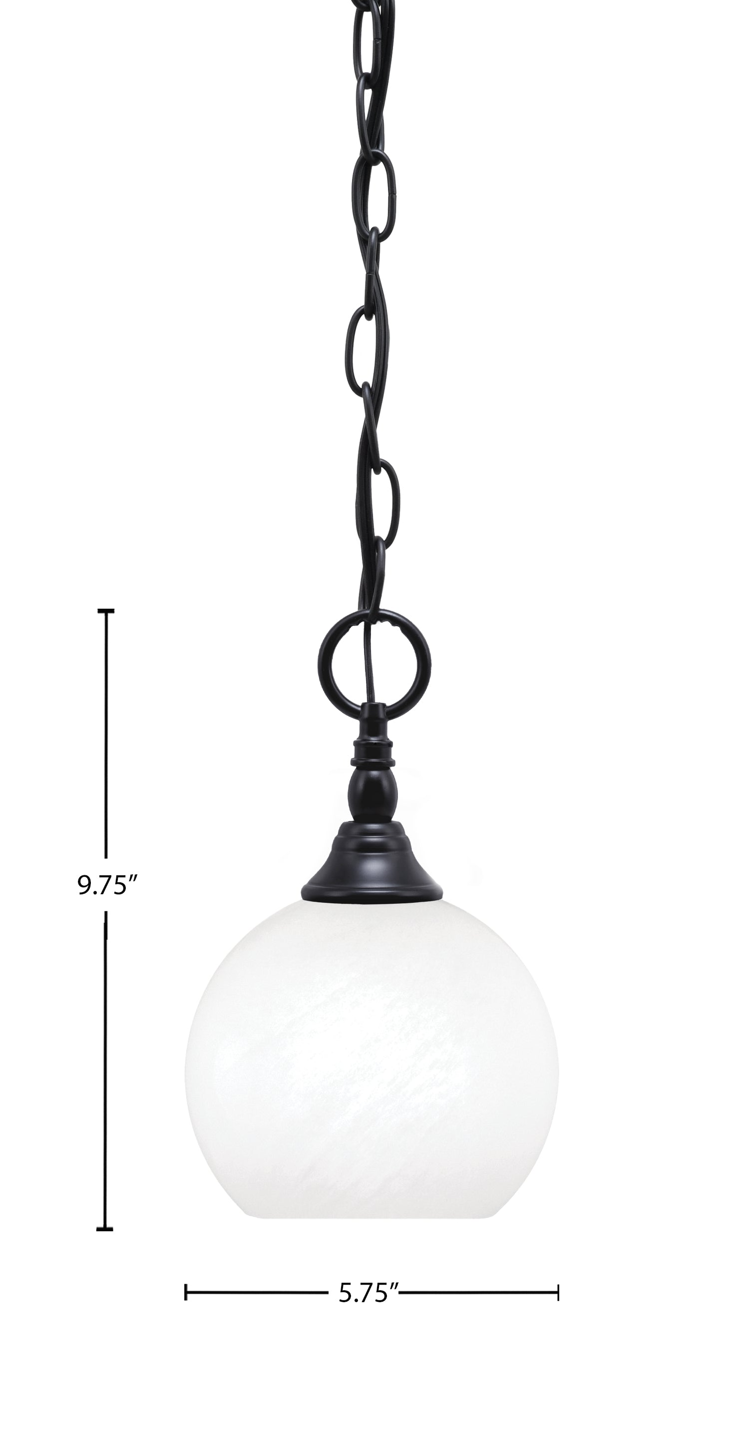 Chain One Light Mini Pendant in Matte Black with White Marble Shade