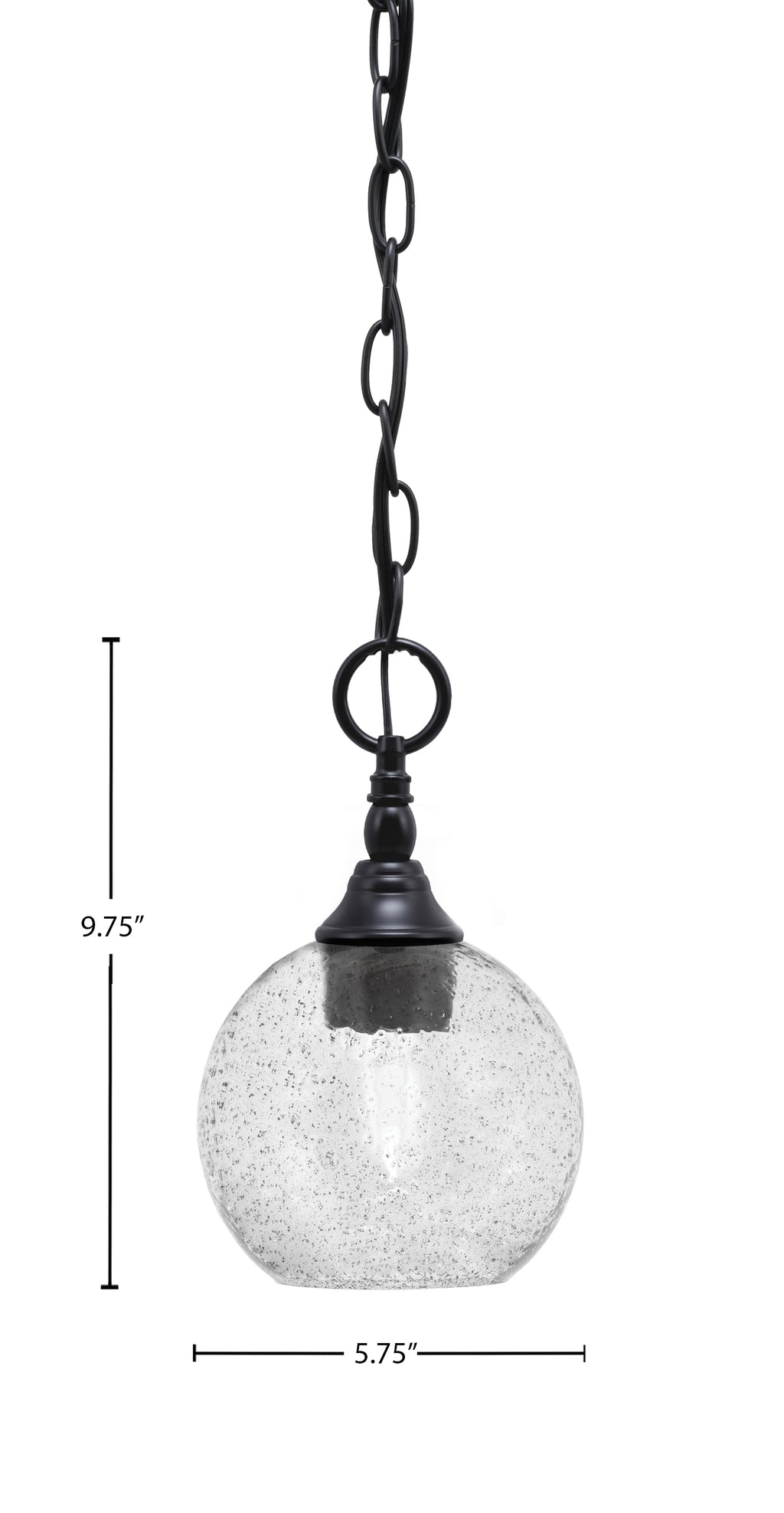 Chain One Light Mini Pendant in Matte Black with Smoke Bubble Shade