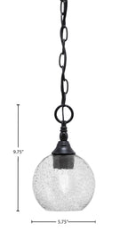 Chain One Light Mini Pendant in Matte Black with Smoke Bubble Shade