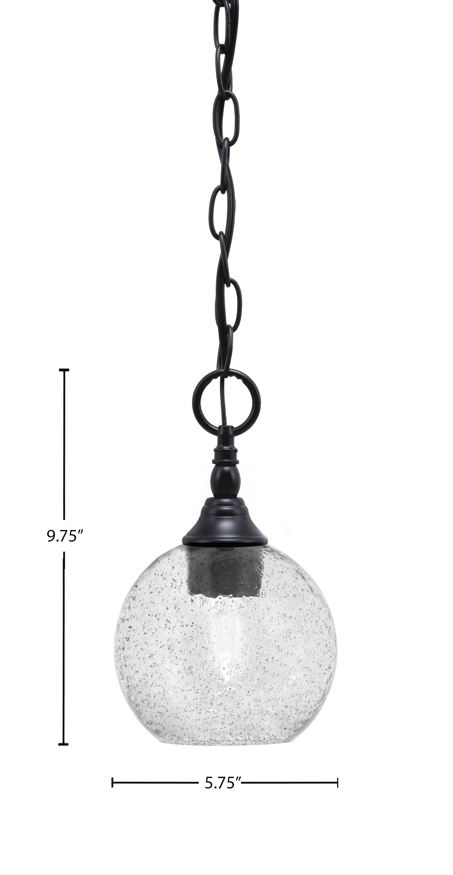 Chain One Light Mini Pendant in Matte Black with Smoke Bubble Shade