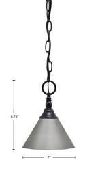 Chain One Light Mini Pendant in Matte Black with Brushed Nickel Cone Metal Shade Shade