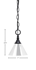 Chain One Light Mini Pendant in Matte Black with Chrome Cone Metal Shade Shade