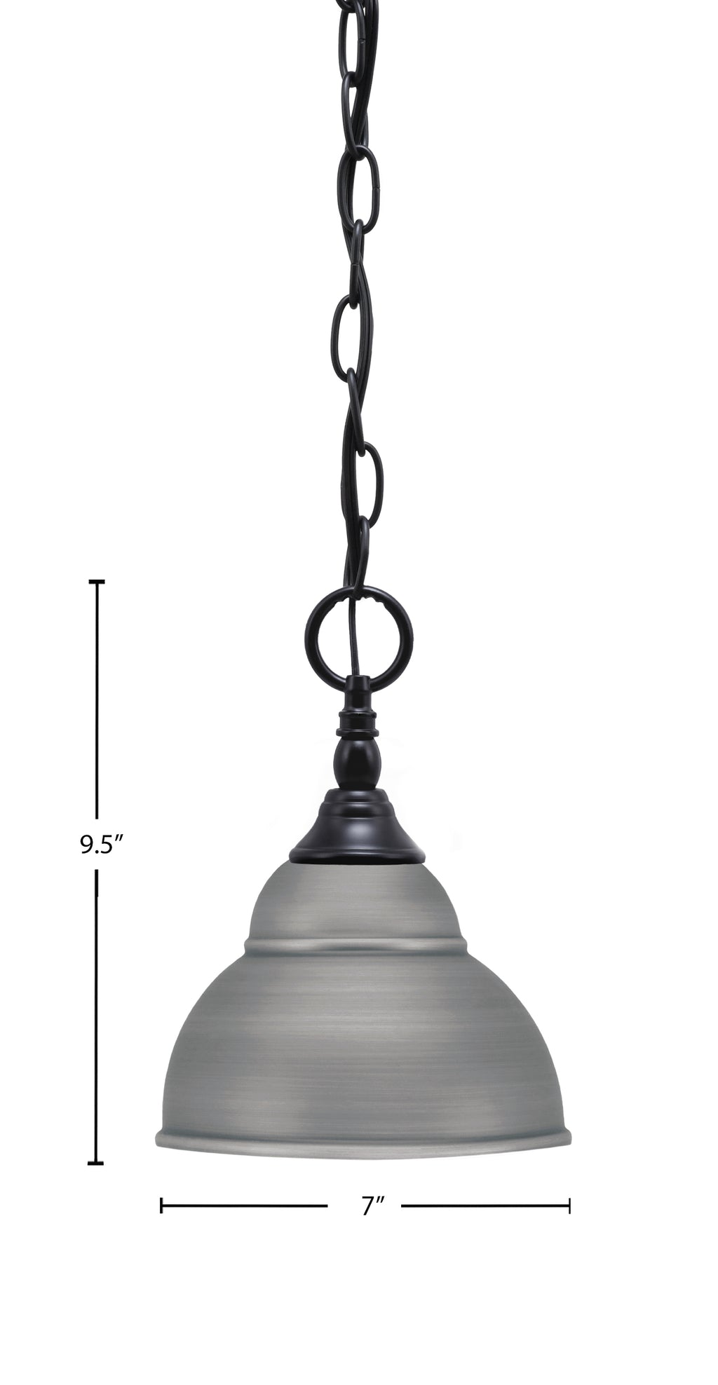 Chain One Light Mini Pendant in Brushed Nickel with Brushed Nickel Double Bubble Metal Shade Shade
