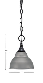 Chain One Light Mini Pendant in Matte Black with Brushed Nickel Double Bubble Metal Shade Shade