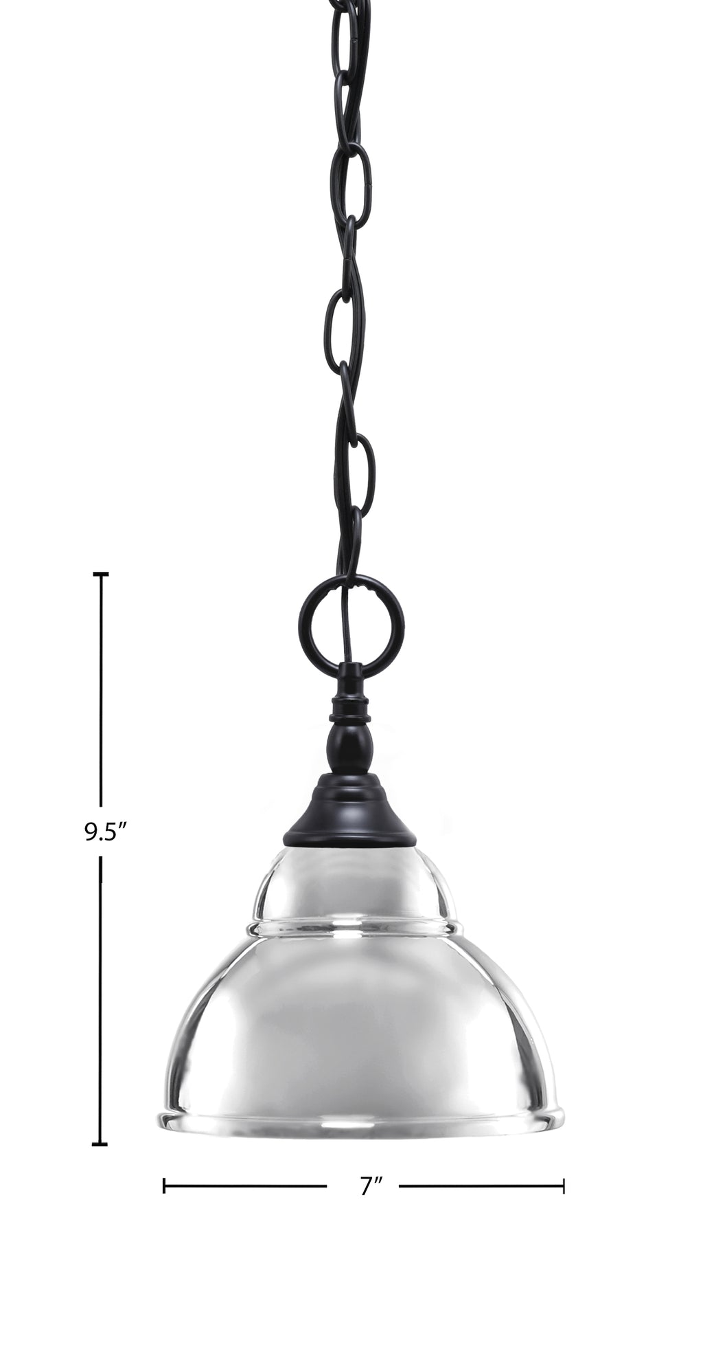 Chain One Light Mini Pendant in Matte Black with Chrome Double Bubble Metal Shade Shade