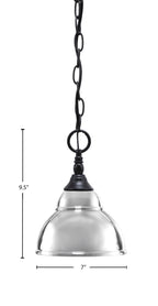 Chain One Light Mini Pendant in Matte Black with Chrome Double Bubble Metal Shade Shade