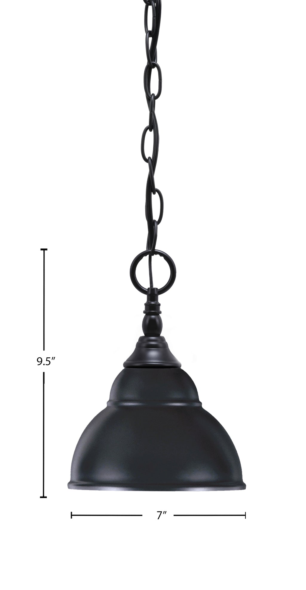 Chain One Light Mini Pendant in Matte Black with Matte Black Double Bubble Metal Shade Shade