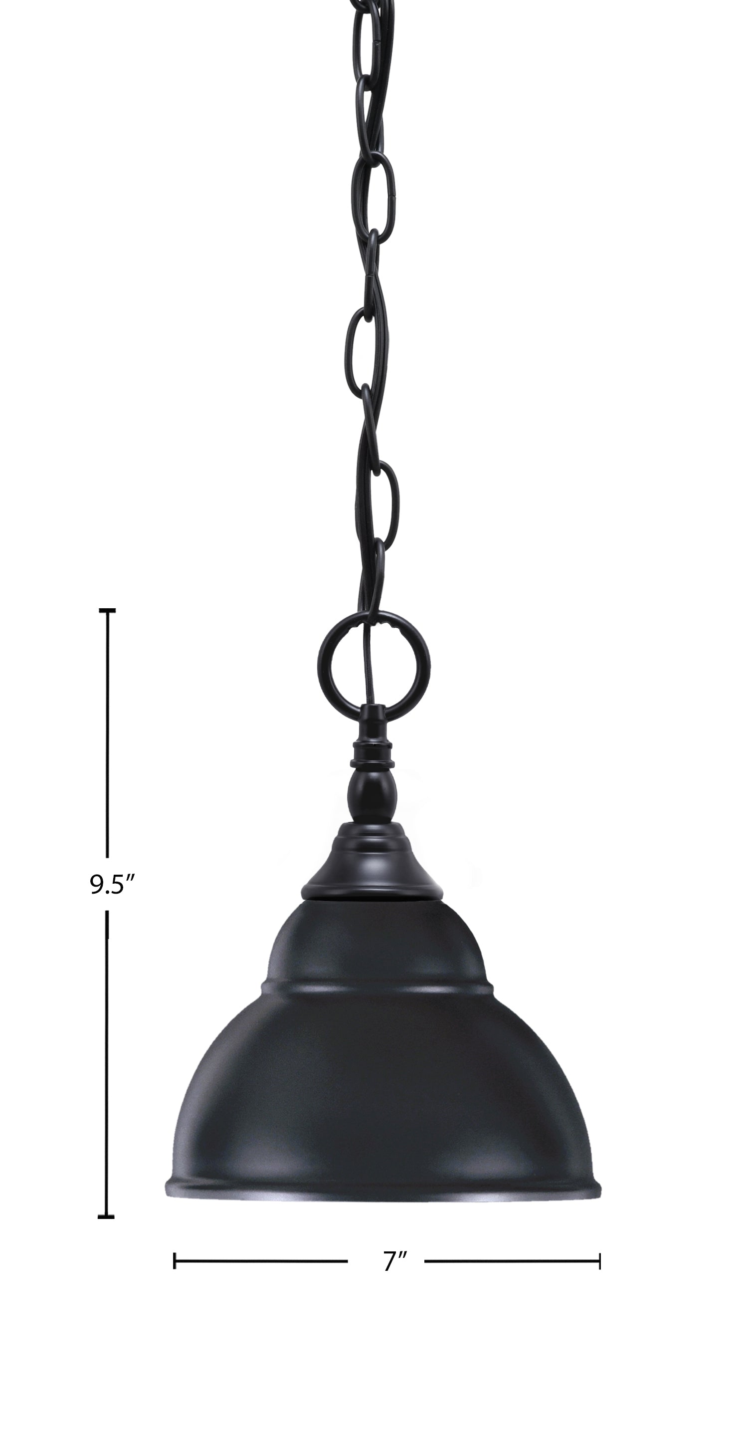 Chain One Light Mini Pendant in Matte Black with Matte Black Double Bubble Metal Shade Shade
