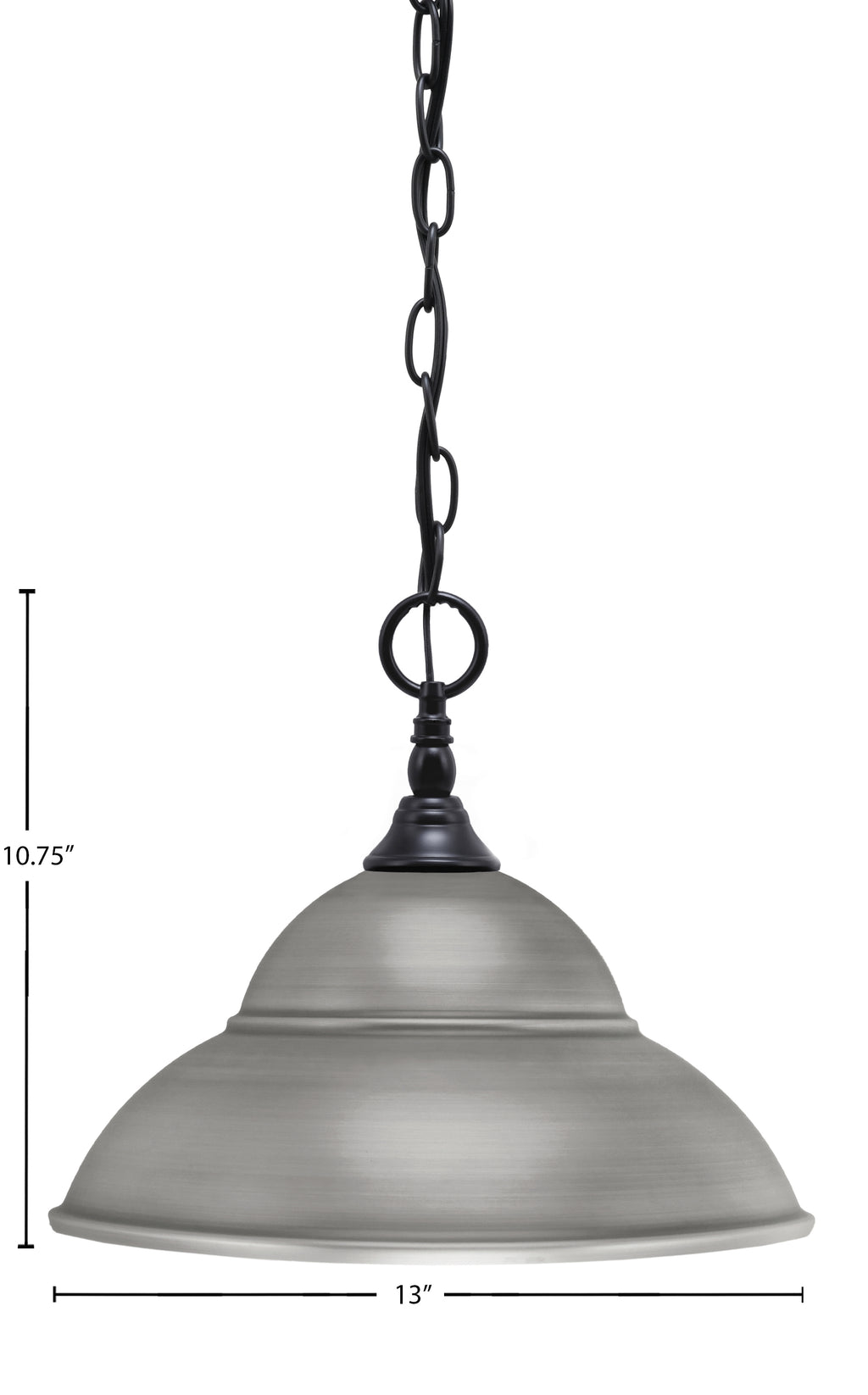 Chain One Light Mini Pendant in Matte Black with Brushed Nickel Double Bubble Metal Shade Shade