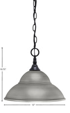 Chain One Light Mini Pendant in Matte Black with Brushed Nickel Double Bubble Metal Shade Shade